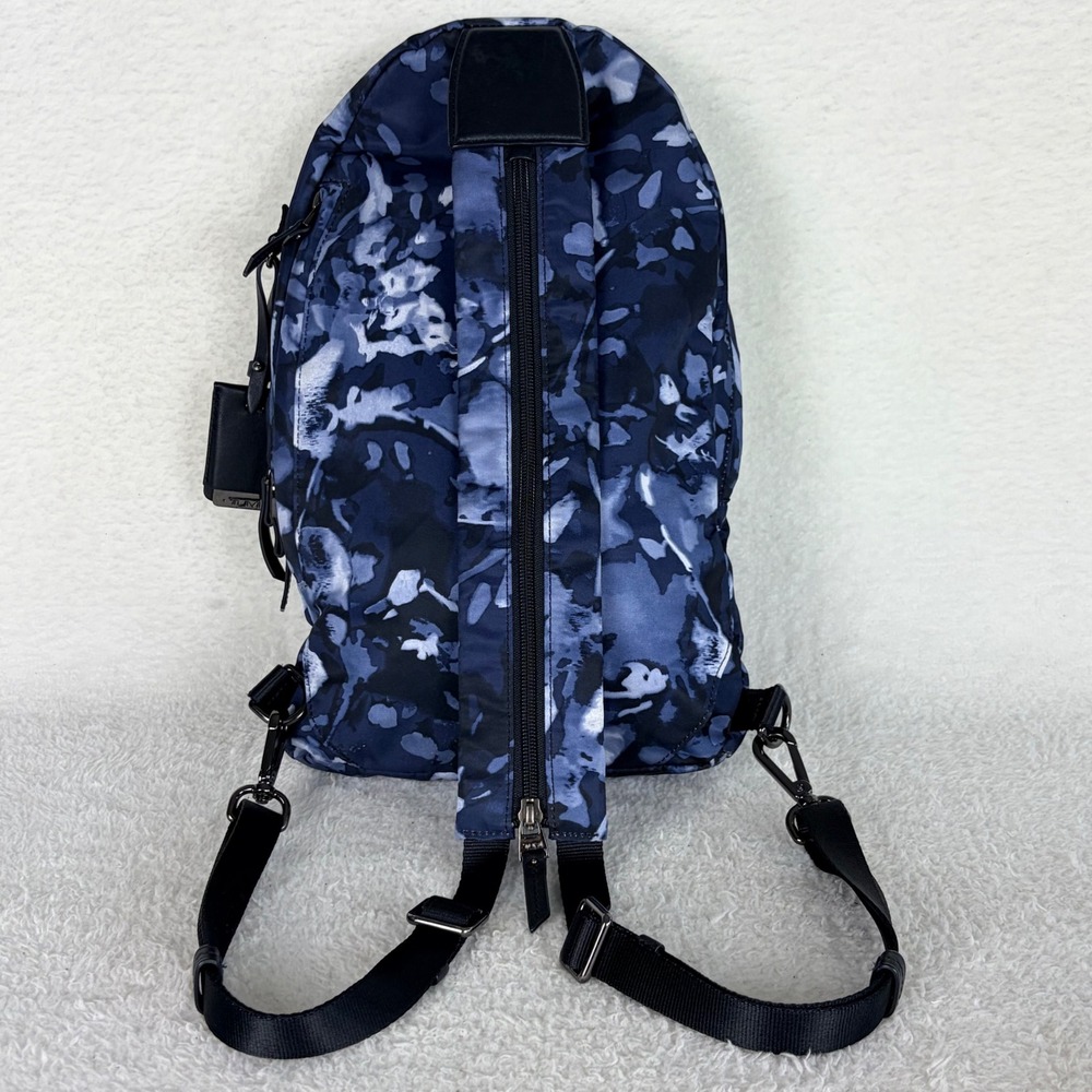 TUMI Voyageur Nadia Convertible Sling Bag Indigo Watercolor Nylon Backpack - Picture 13 of 13